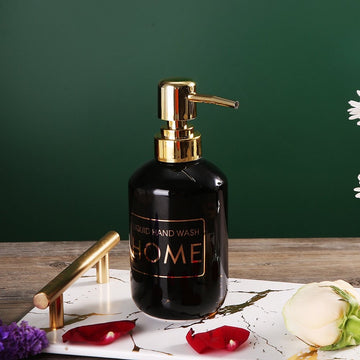 Ixora soap Dispenser Ceramic with Golden Pump 1 Piece Black & Golden
