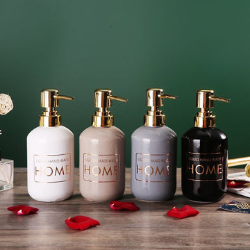 Ixora soap Dispenser Ceramic with Golden Pump 1 Piece Grey & Golden