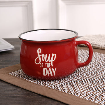 Ixora soup bowl red with handle
