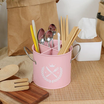Ixora metal spoon holder with separator pink