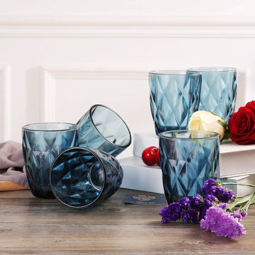 Ixora Blue colored Glass Set of 6 for Water