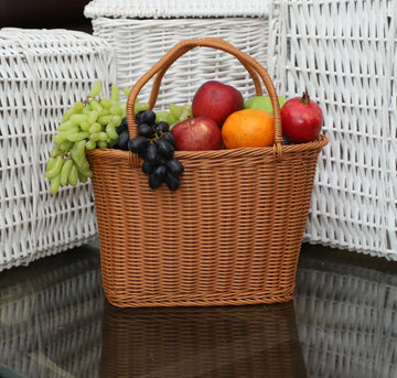 Ixora woven basket with handle for storing fruits vegetables