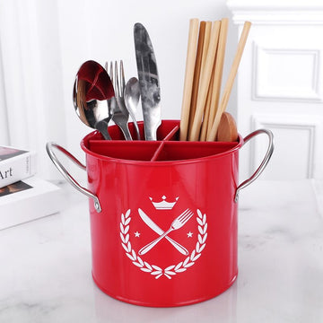 Ixora metal spoon holder with separator red