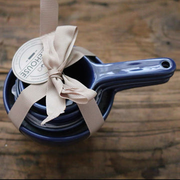 Ixora measuring cup set of 4 ceramic blue