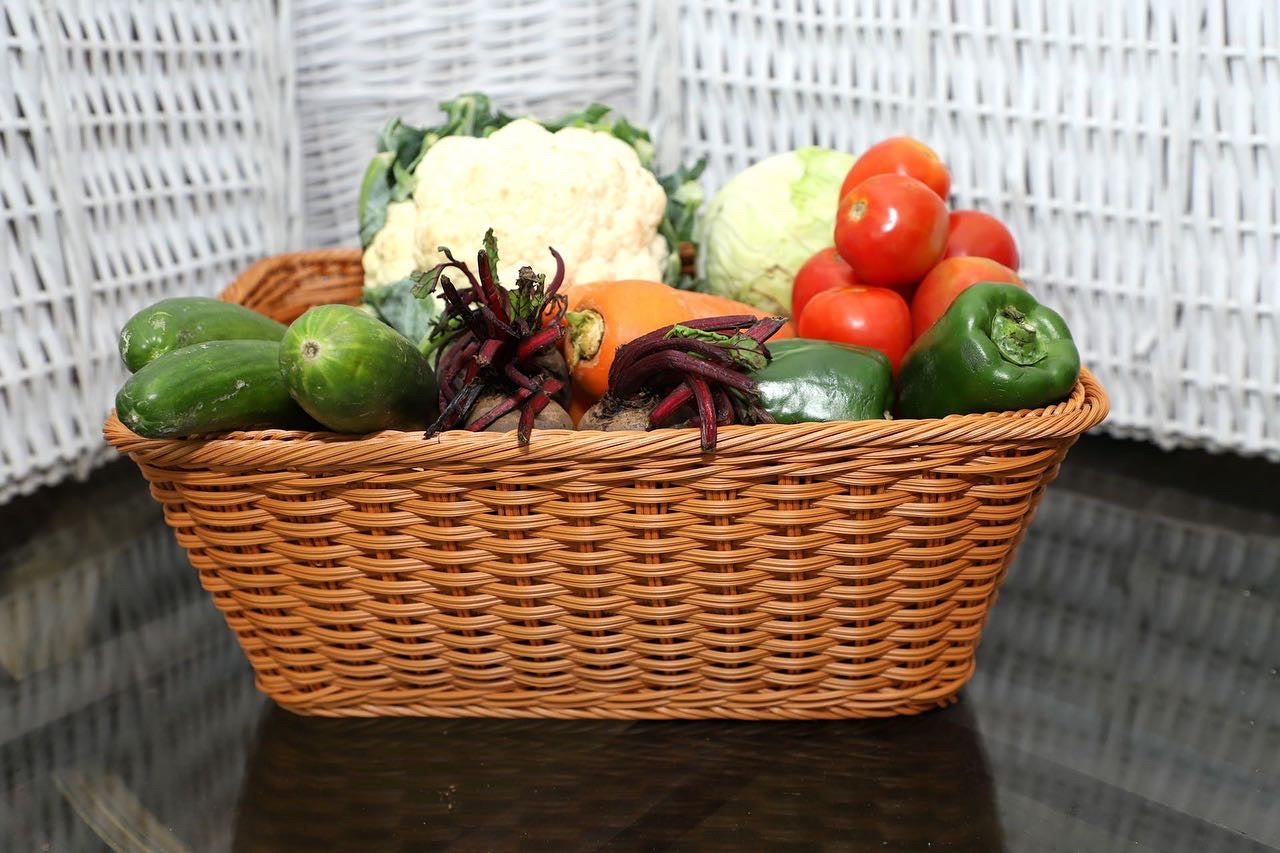 Ixora woven deep basket for storing fruits and vegetables