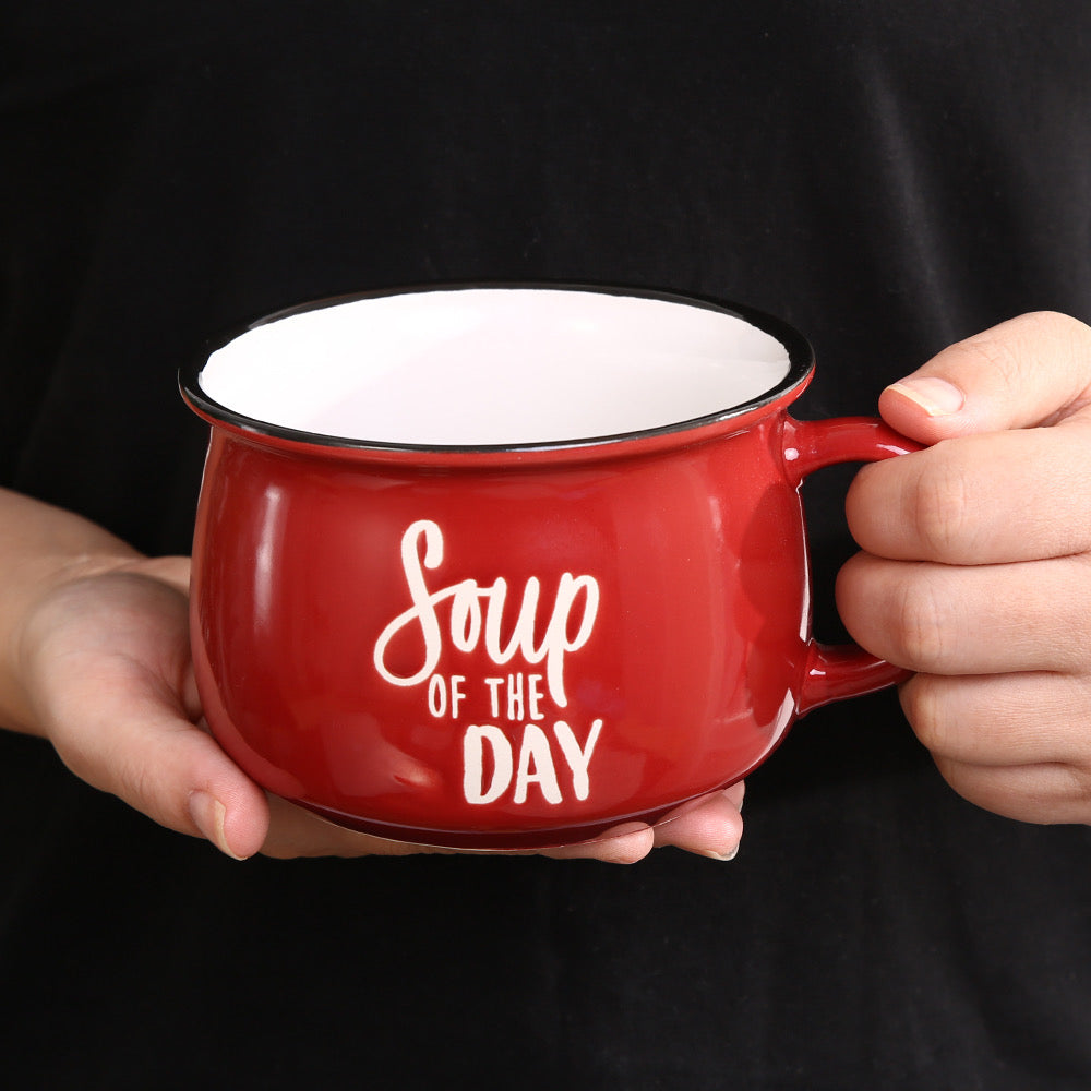 Ixora soup bowl red with handle