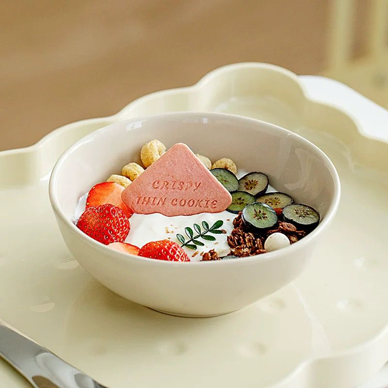 食器 cyaro Ixora ceramic cereal bowl set of 2 off-white and light purple for