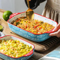 Ixora hand painted ceramic rectangular bakewareIXORA EXPORTSIxora hand painted ceramic rectangular bakeware with lid 27 cm